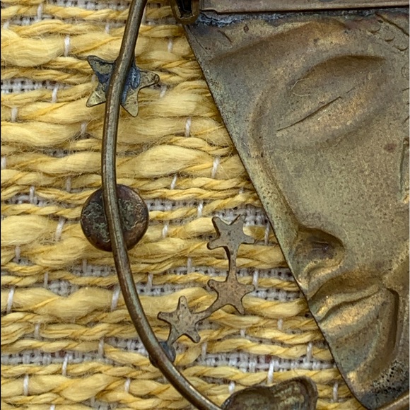 OOAK Vintage Artesian Egyptian Planetary Metal Brooch Pin Jewelry Planet Stars - Picture 7 of 11